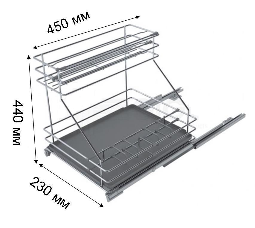Sige Gamma выдвижная двухуровневая корзина в нижний шкаф шириной 300 мм
